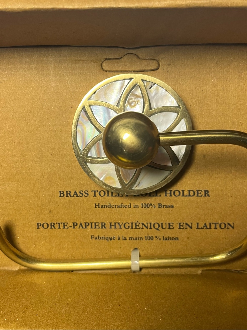 Gold Botanist Toilet Paper Holder With White Mother of Pearl & 100% Brass, NIB